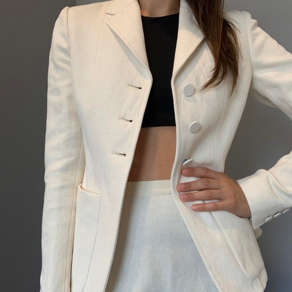 BURBERRY IVORY WOMEN’S BLAZER SIZE 8 - Picture 1 of 15